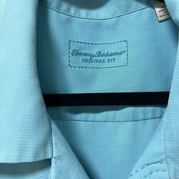 Tommy Bahama short sleeve button down turquoise men's XL silk blend lightweight - Picture 4 of 14